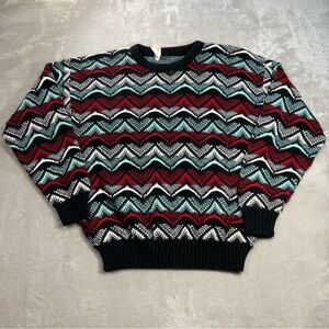 Vintage 80s 90s Geometric Chevron Classics Sweater Men's Sz XL USA Made